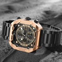 Evans Jayden Jam Tangan Pria 9596 Rantai Stainless Steel Chronograph Kaca Sapphire Water Resistant 1