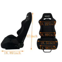 RECARO Car Seat L SizeAdjustable Racing Seat Universal For Sport Car Simulator Bucket Seats Black Braid Car Interior Accessories