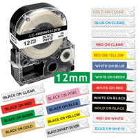 12mm Label Tape LC-4WBN SS12KW ST12KW SC12YW Compatible for EPSON king jim LW300 LW400 LW600P LW700 Maker Label Printer