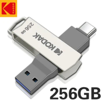 Kodak 2in1 Metal USB Flash Drives 256GB USB3.2 Pendrive Type-C USB 3.2 High Speed Dual Memory stick 256GB Pen Drive For Phone