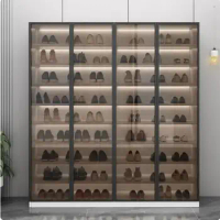 Modern Glass Display Shoe Rack Lamp Shoe Cabinets Large Capacity Transparent Shoe Box Organizer Living Room passageway Cabinets