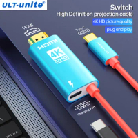 Type C to HDMI Cable 4K 30Hz USB C Male to HDMI Male Data Cable Wire With PD60W Power Port for Nintendo TV MacBook Huawei Xiaomi