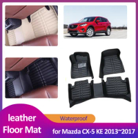 Car Floor Mat for Mazda CX-5 CX5 KE 2013~2017 2014 2015 Leather Foot Inner Liner Waterproof Carpet Pad Custom Cover Accessories