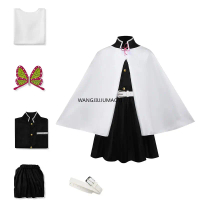 Tsuyuri Kanao Kostum Cosplay Anime Dewasa Seragam Wanita Kimono Haori Rambut Palsu Pakaian Halloween