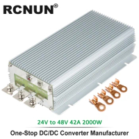 High Power DC DC Converter 24V to 48V 42A 2000W Boost Converter RCNUN Waterproof Step-up Voltage Regulator Car Power Supply
