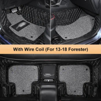 Microfiber Leather Car Floor Carpets Mats Surround Foot Pad Wire Mat Fit For Subaru Forester Legacy Outabck XV 2013-2018