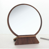 高清單面台式化妝鏡木質鏡子圓形簡易便攜梳妝鏡學生桌面鏡 交換禮物
