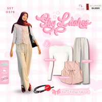 Setelan Kulot Wanita Berhijab | Inner Manset Putih, Kimora Vest Pink Salem, Celana Jennie Knit Ivory