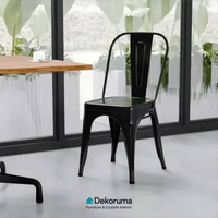 Dekoruma LUTON Kursi Makan Minimalis / Kursi Cafe / Bangku Metal / Kursi Teras - Hitam