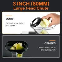 Cold Press Juicer Machines, AMZCHEF 3" Wide Dual Feed Chute Slow juicer, High Nutrition Juicer Slow Masticating with