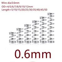 10-20pcs/lot 0.6mm 0.6x4/5/6/7/8/9/10/11/12*L Stainless steel compression spring outer diameter 4-12mm length 10-50mm