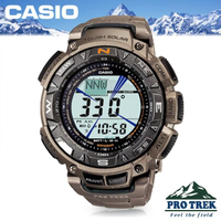 【CASIO 卡西歐 登山錶 系列】專業鈦金屬-太陽能_高度_氣壓_溫度_數位羅盤運動錶(PRG-240T)