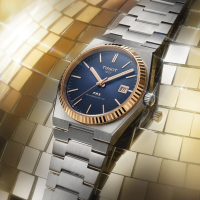 TISSOT天梭 官方授權 PRX系列 18K金 復古簡約機械腕錶-藍 禮物推薦 畢業禮物 40mm/T9314074104100