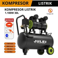 JULEI Mesin Kompresor Listrik 8 BAR Kompresor Angin 30L Mesin Kompresor Angin Listrik Tanpa Minyak
