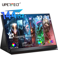 UPERFECT 2K 144Hz Portable Monitor 17.3 Inch 2560x1440 QHD Gaming Travel Display For Laptop HDR IPS Screen With VESA Cover Stand
