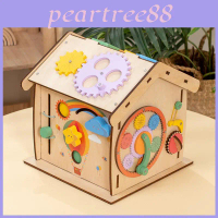 Wooden Early Learning Busy House For Toddlers With Puzzle And Educational Activities