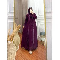 Abaya NAJWA set hijab Seruty babydoll Gamis lebaran 2025