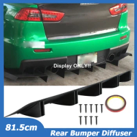 81.5cm Universal For Mitsubishi Lancer Evo X Rear Bumper Diffuser 5 Shark Fin Splitter Spoiler Body Kit Cover Car Accessories