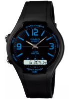 CASIO Casio Analog Digital Jam Tangan Pria Strap Karet Hitam AW-90H-2B Original