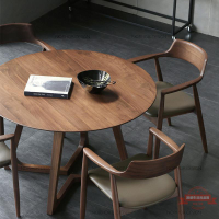 北歐實木圓桌日式原實木簡約現代書餐桌椅組合洽談咖啡圓桌子民宿