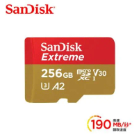 SanDisk Extreme 256GB microSDXC UHS-I(V30)(A2) 記憶卡(讀取達190MB)