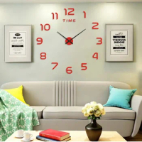 3D Mirror Number Wall Clock Stickers 40cm Modern Design Digital Wall Clocks for Home Art Living Room Office Decoration Clock