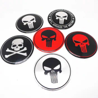 4pcs 65mm Skull Logo Wheel Center Hub Cap Badge Emblem Stickers Car Styling Accessories