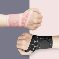 Polyester Fiber Sports Wrist Guard Cellular Mesh Design Breathable Compression Wrist Support Pink/Grey/Black Right Left Hand