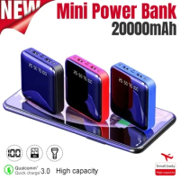 Mini Power Bank Portable 20000mAh Fast Charging Powerbank LED HD Display Two-way Quick Charge External Battery Charger for Phone