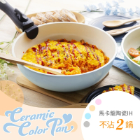 【IRIS】馬卡龍陶瓷塗層IH鍋具3件組 CC-SE3N(收納方便/IH用/瓦斯爐通用/可拆把手)