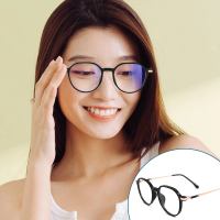 ALEGANT 文藝復古TR90輕量幾何圓框金屬鏡腳UV400濾藍光眼鏡-3色(抗藍光眼鏡/檢驗合格/韓國設計)