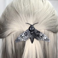 Black Moon Luna Moth French Barrette Dragon Bat Hairpin Hairstick For Women Witch Hair Accessories Jewelry Gift