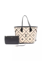 Louis Vuitton 二奢 Pre-loved LOUIS VUITTON Neverfull MM monogram amplant claim Shoulder bag tote bag embroidery leather off white black