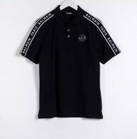 Balmain Polo BALMAIN PARIS BAND TAPE SHOULDER WHITE BLACK POLO 100% ORIGINAL