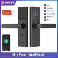 Tuya Smart Door Lock WiFi Fingerprint Password IC Card Lock, APP Remotely Fechadura Digital Lock
