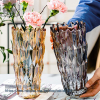 美式加厚水晶玻璃花瓶擺件客廳餐桌裝飾玻璃水養插花鮮花花瓶 ※下標滿500出貨哦！