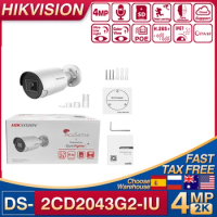 Original Hikvision 4MP POE Bullet IP Camera IR WDR Built-in Mic DS-2CD2043G2-IU SD Acusense Card Smart Home Motion Detection
