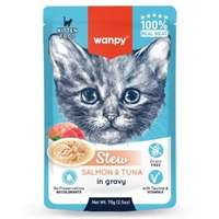 WANPY Stew Retort in Gravy Pouch Wet Kitten Food 70 GR Makanan Anak Kucing Basah Sachet KITTEN Salmo