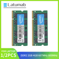 Latumab Laptop RAM DDR2 4GB 2GB Memory 667MHz=PC2-5300 800MHz=PC2-6400 SODIMM Memory DDR2 Laptop Memory 1.8V，High Compatibility