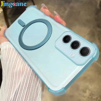เคสโทรศัพท์ Jingsanc แม่เหล็กฝ้าไอซ์โปร่งใสสำหรับ Samsung Galaxy A16 5G A16 LTE A15 LTE A14 LTE A14 