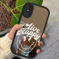 เคสกันกระแทกสำหรับ Redmi 9A/9C เคสหลังลาย Live Happy พื้นผิวกระจก เคสป้องกันกล้อง