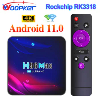 Woopker H96 Max TV Box V11 Rockchip RK3318 Android 11 Dual WiFi 2.4G/5G BT 4.0 4K HDR 10.0 Smart Digital Television Set Tops