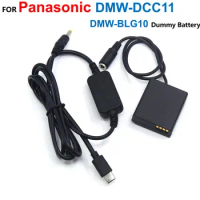 DMW-DCC11 DMW-BLG10 BLE9 Dummy Battery Adapter+USB Type-C Power Bank Cable For Panasonic Lumix DMC-GF6 GF5 GF3K GX7 S6 S6K GX8