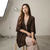 Outer Knit Wanita Bahan Rajut Premium - Melisa Outer Jaring Cofee