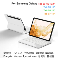 Teclado Korean Spanish Portuguese Magic Keyboard For Samsung Galaxy Tab S7 S8 S9 11 Inch S9 FE 10.9" Wireless Keyboard Cover