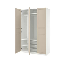 PAX/FLISBERGET 衣櫃/衣櫥組合, 白色/淺米色, 150x60x236 公分