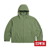 EDWIN 男裝 大寬版防風連帽外套-灰綠色