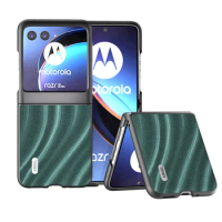 for Motorola Moto Razr 40 Ultra Case Leather PC Flip Cover Shockproof Hard Matte Folding Shell for Moto Razr 40Ultra 2023 Fundas