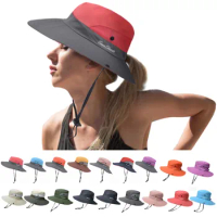 Women'S Sun Hat Uv Outdoor Anti Uv Fisherman Hat Foldable Mesh Wide Brim Sunshade Hat Beach Fishing Hat For Women