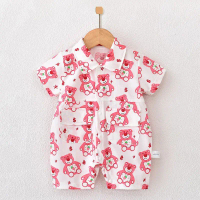 Pakaian Baru Lahir, HK, Lengan Pendek Nipis, Piyama Musim Panas, Baju Monyet Bayi, Uniseks, Bernafas